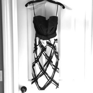 Strapless black and white dress